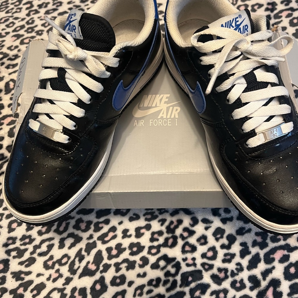 Nike Air Force 1 Black and Blue Men's Sneakers